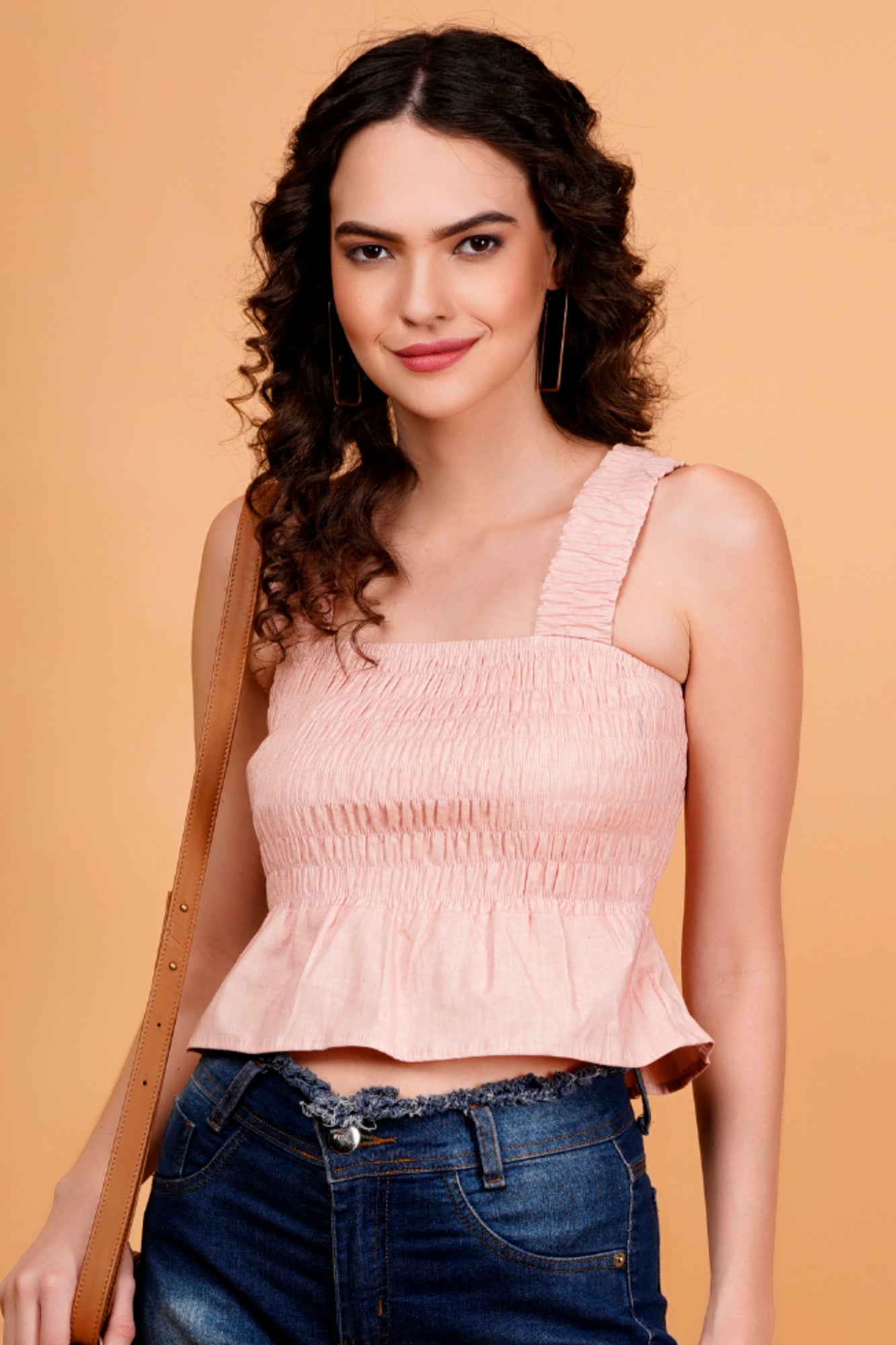 Pink Smocked Peplum Top