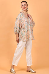 Terra Code Printed Linen Blend Tunic Top