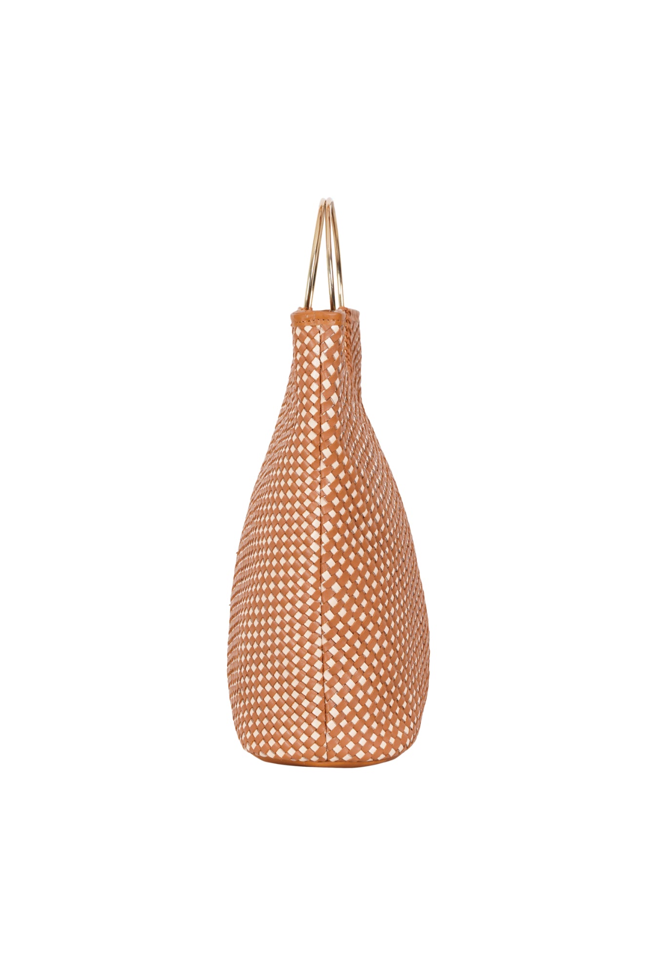 Tan & Cream Leather Woven Ring Tote