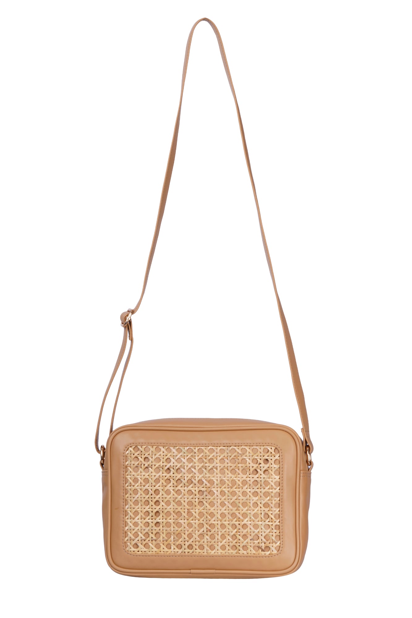 Nude Vegan Leather Cane Crossbody Bag