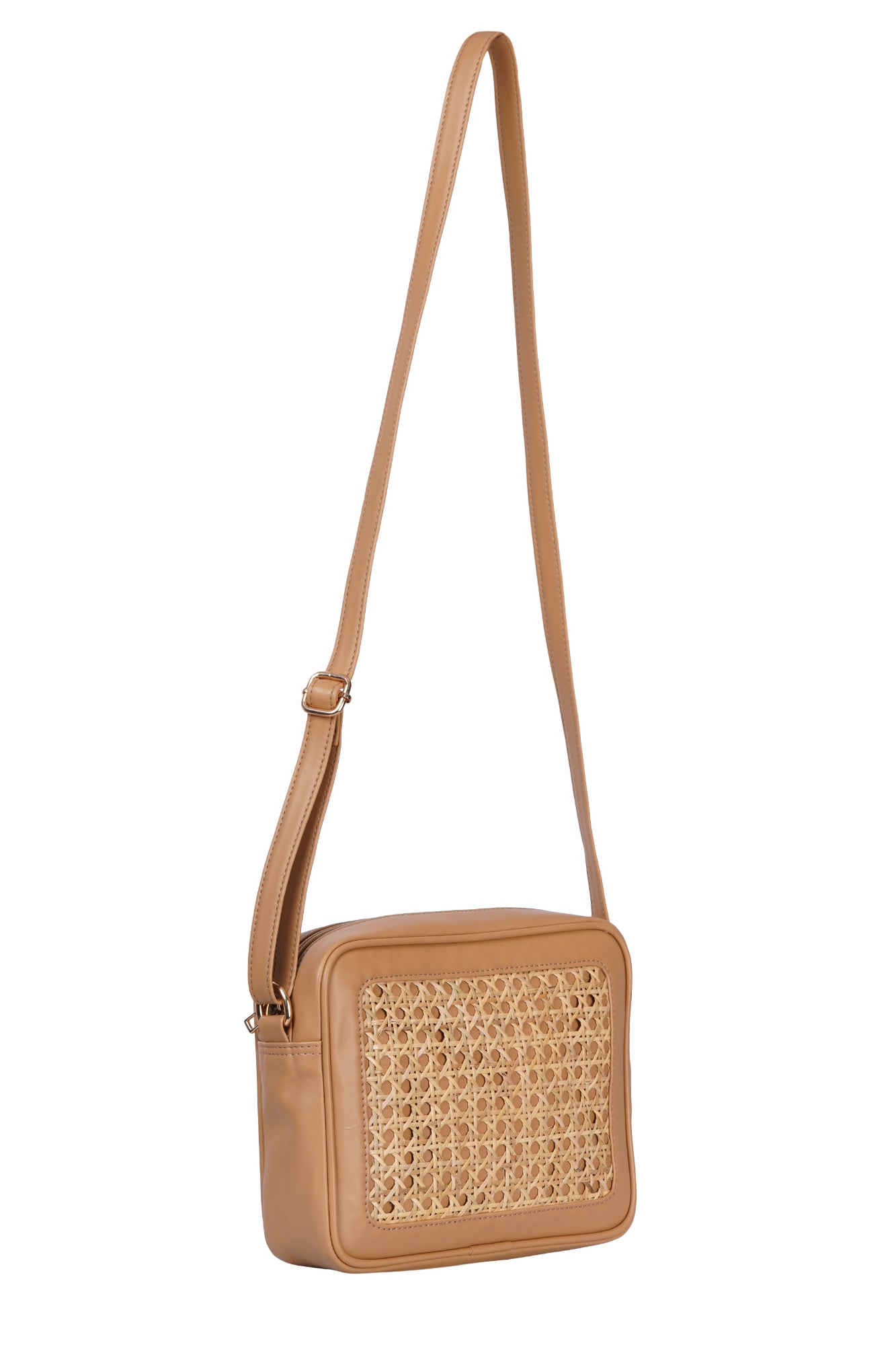 Nude Vegan Leather Cane Crossbody Bag