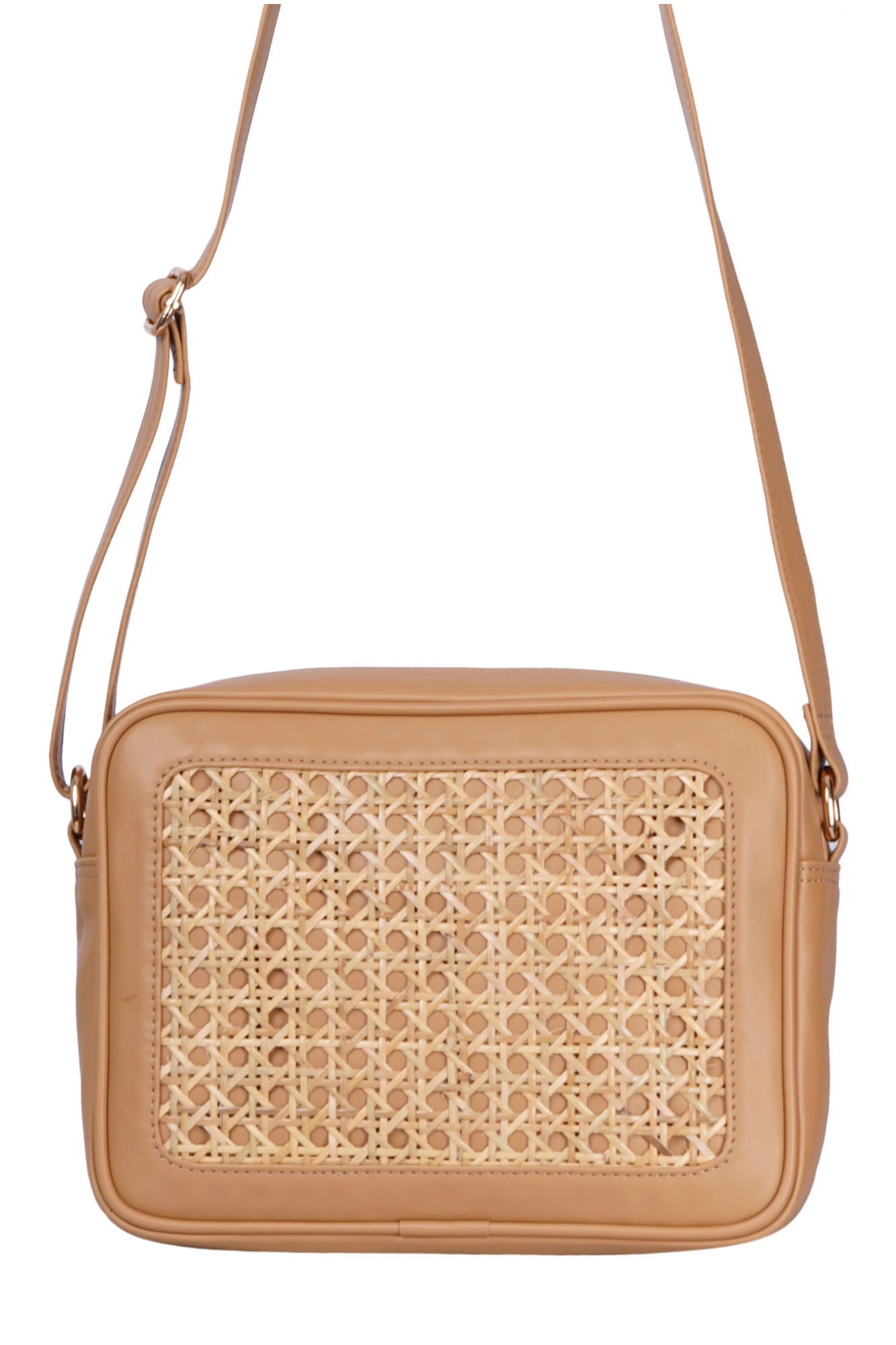 Nude Vegan Leather Cane Crossbody Bag