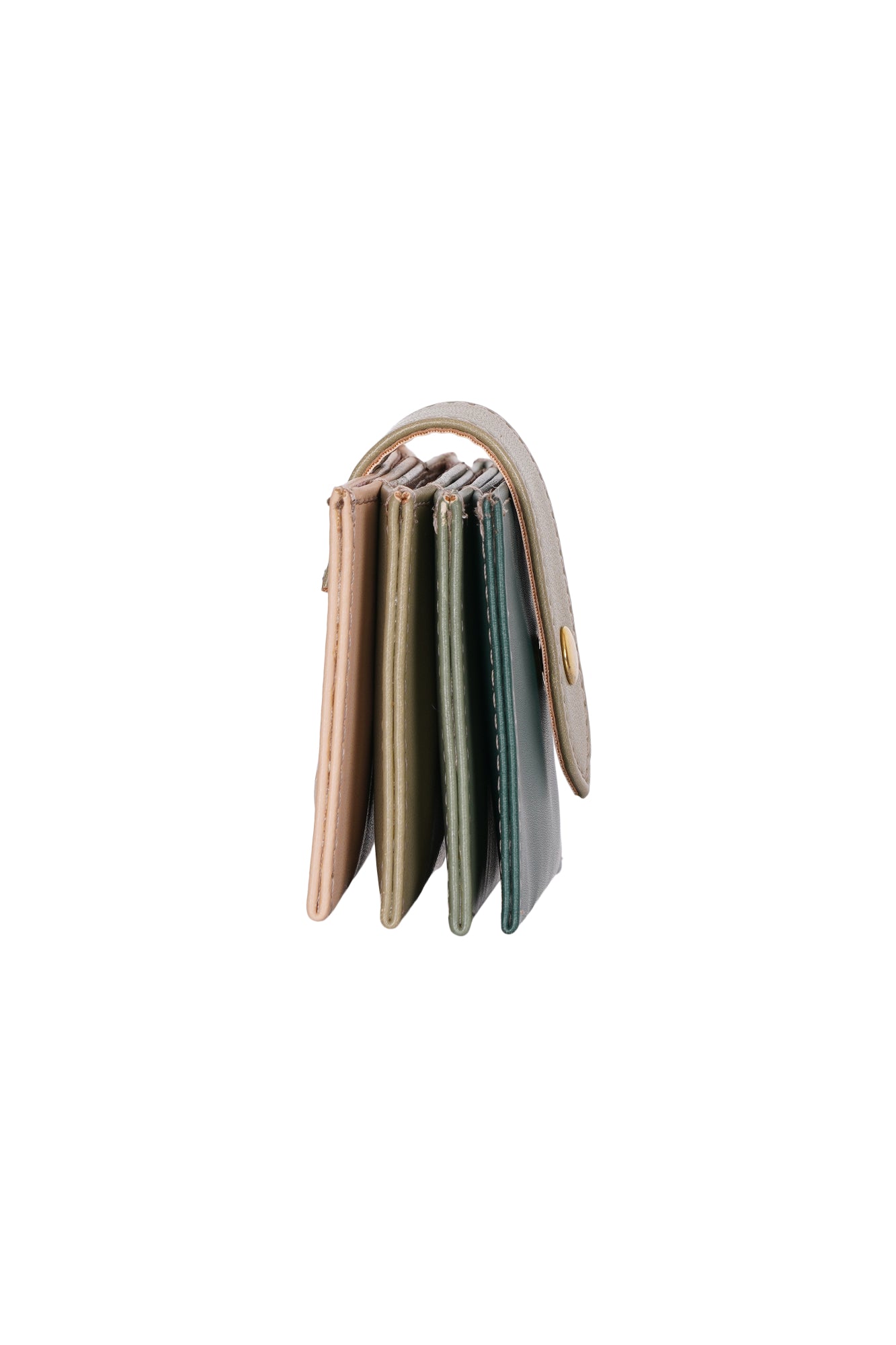 Green Colorblock Snap Card Holder