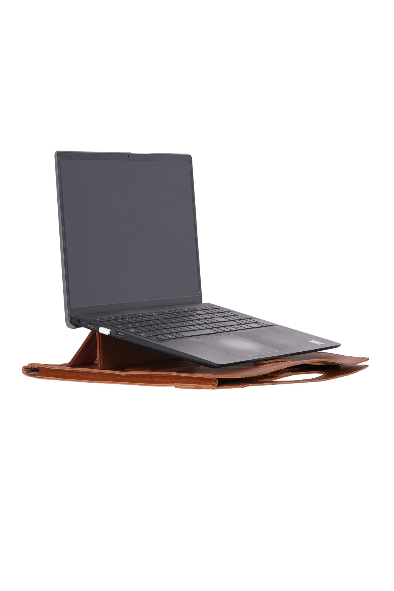 Terracotta Canvas & Leather Laptop Sleeve With Stand