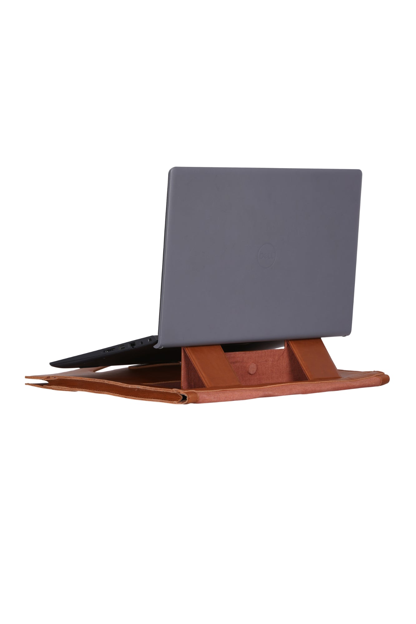 Terracotta Canvas & Leather Laptop Sleeve With Stand