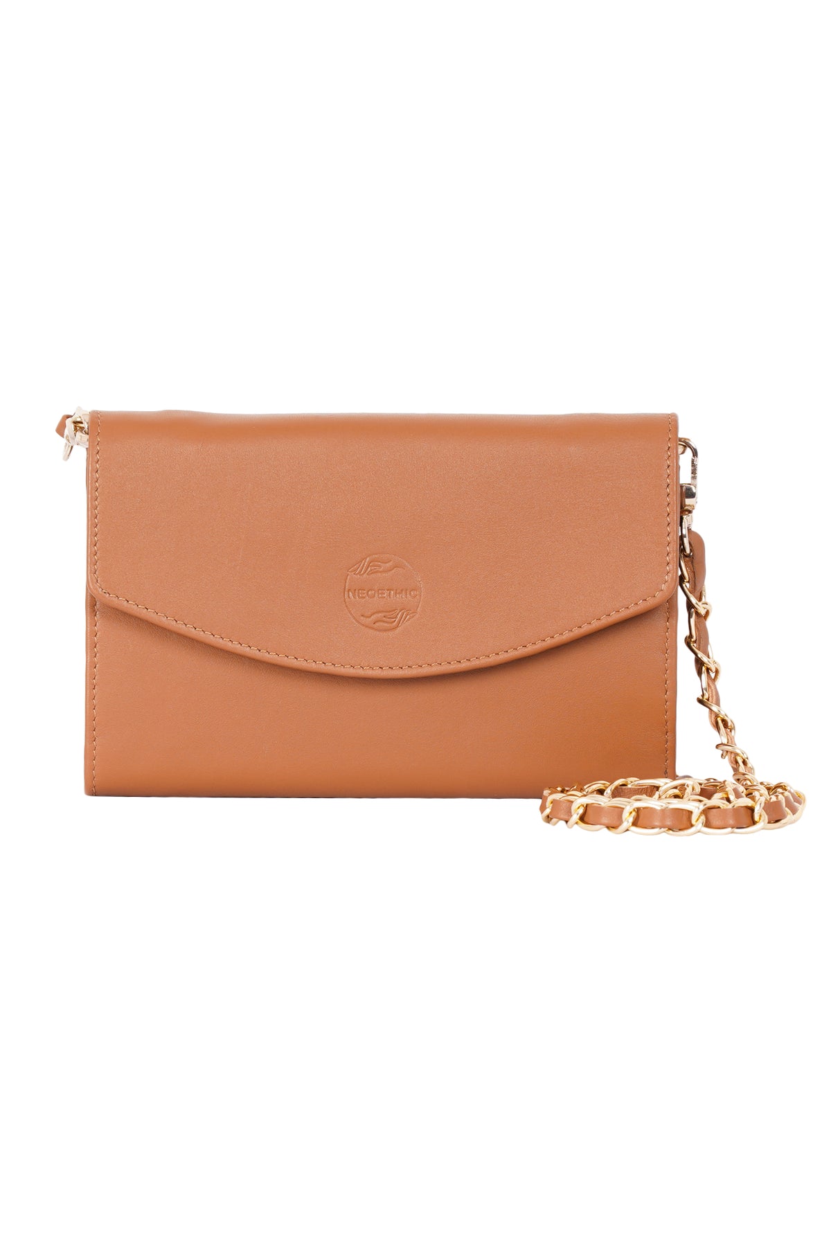 Tan Leather Foldover Wallet With Detachable Sling