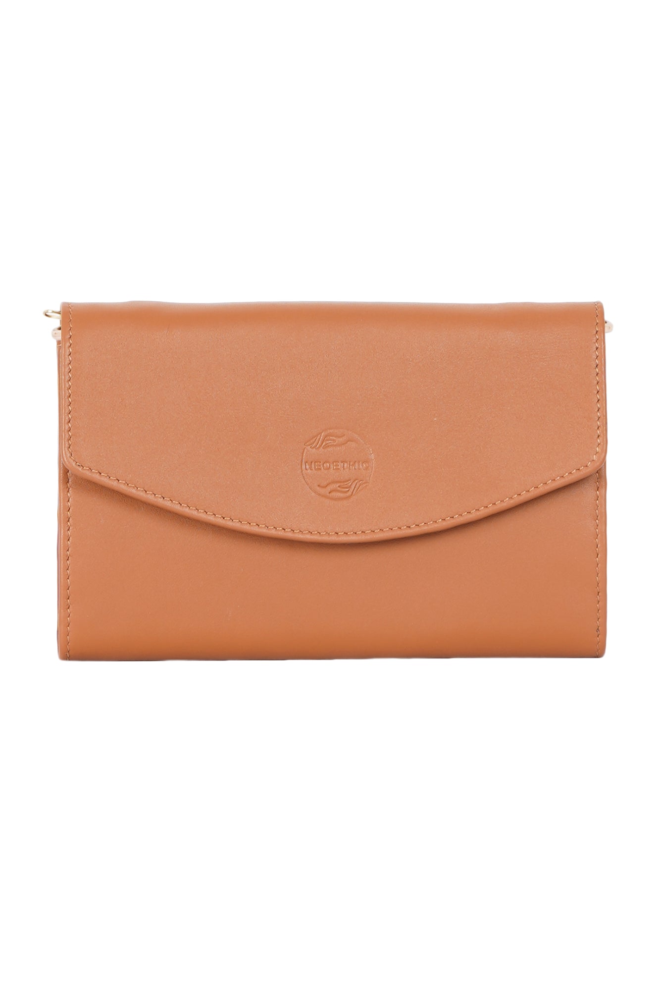 Tan Leather Foldover Wallet With Detachable Sling