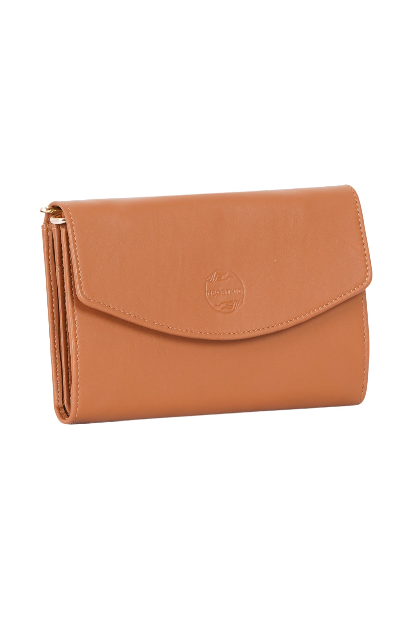 Tan Leather Foldover Wallet With Detachable Sling