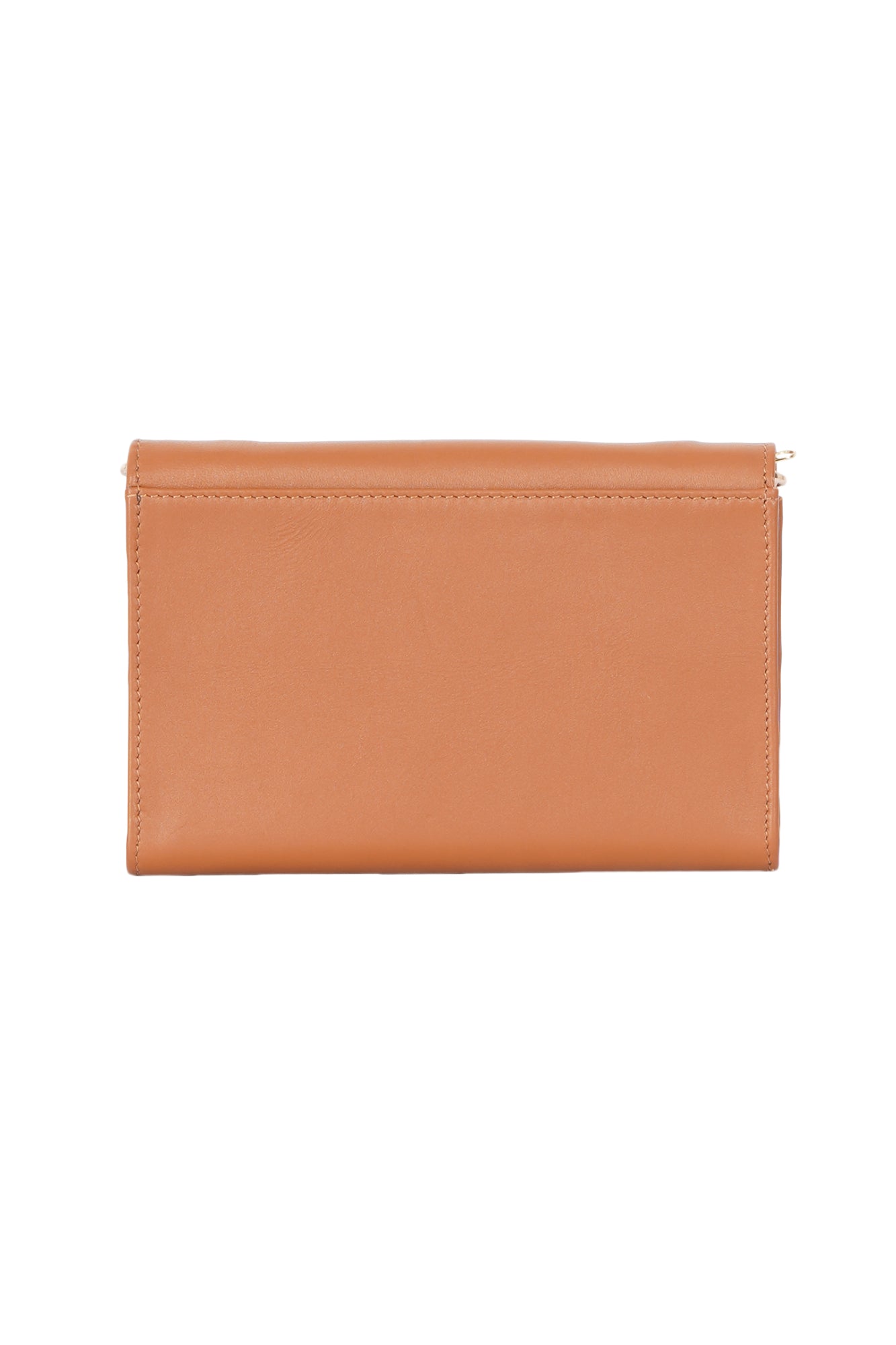 Tan Leather Foldover Wallet With Detachable Sling