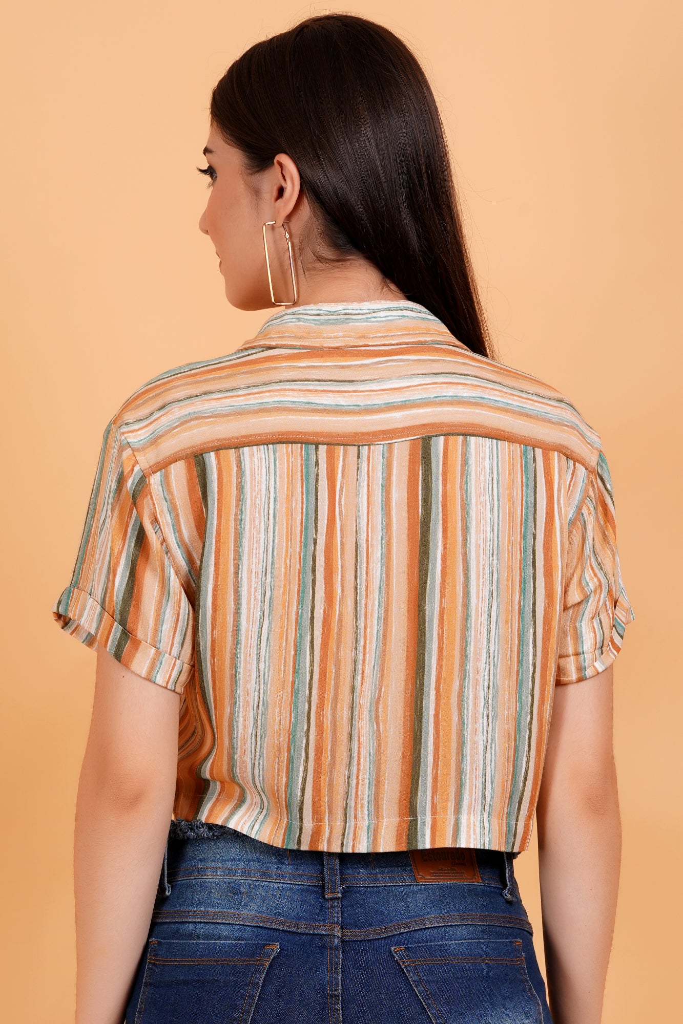 Rustic Streaks Printed Crop Shirt