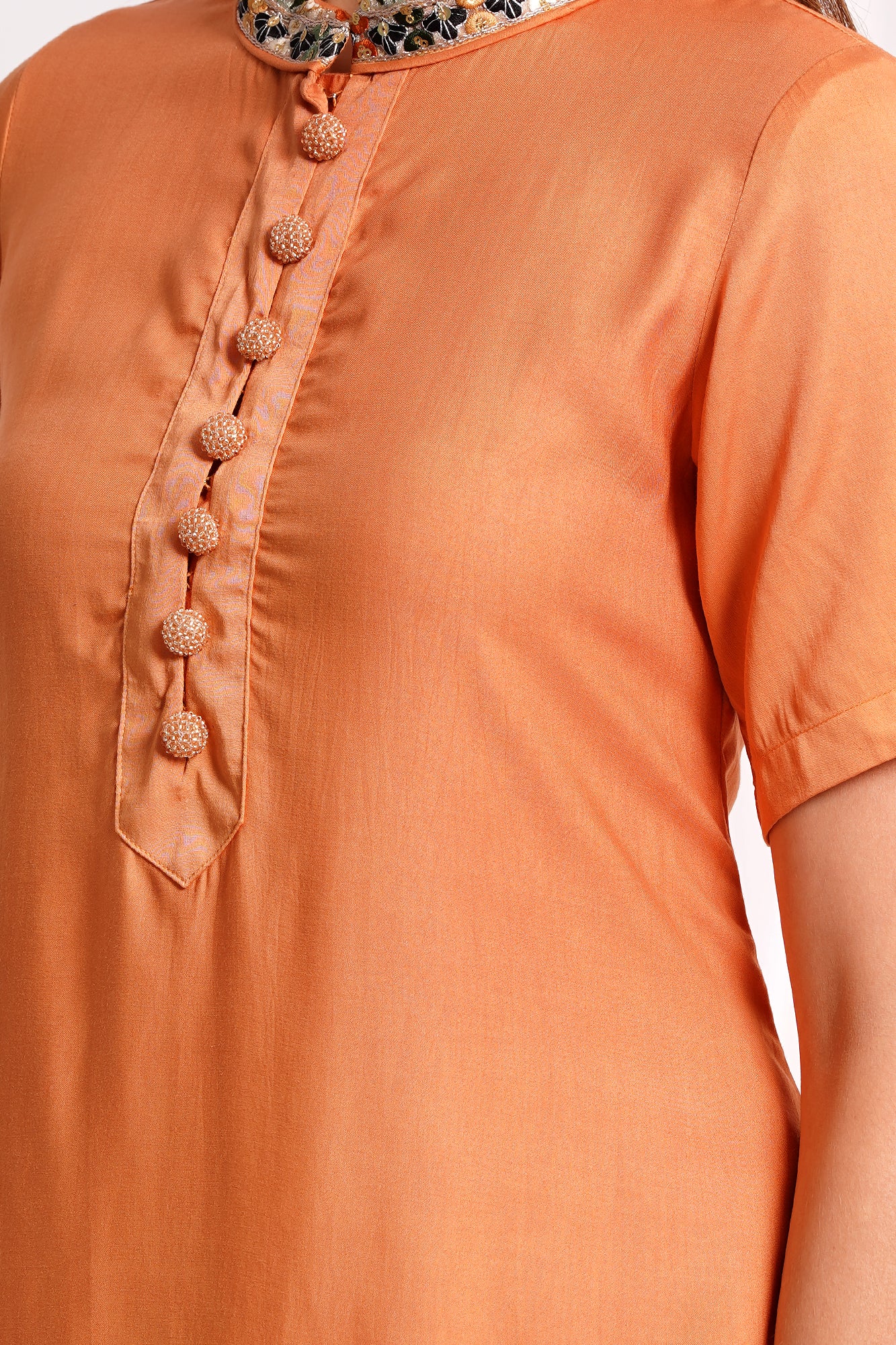 Orange Embellished Dhoti Kurta Set