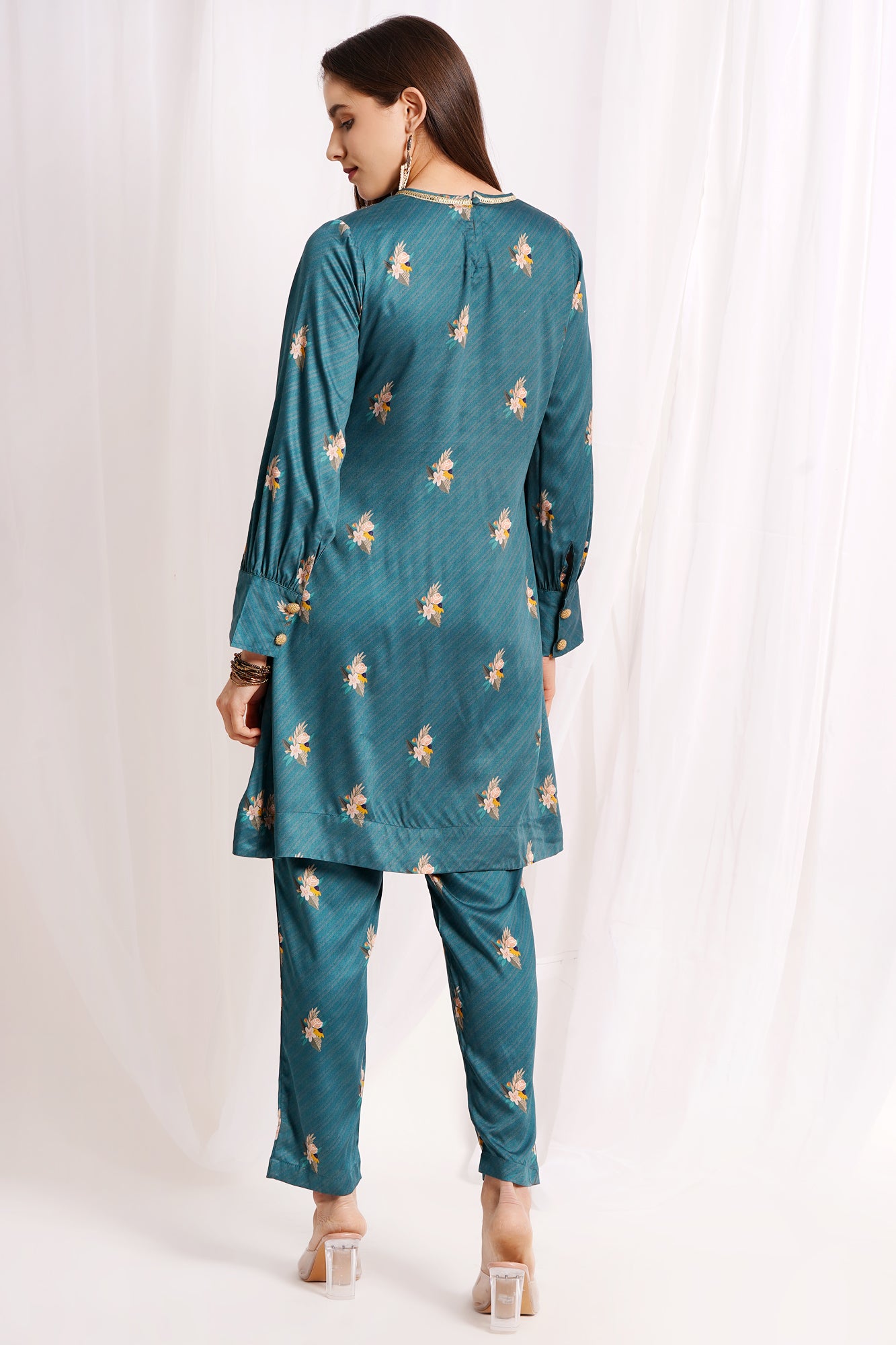 Teal Botanica Printed Kurta Set