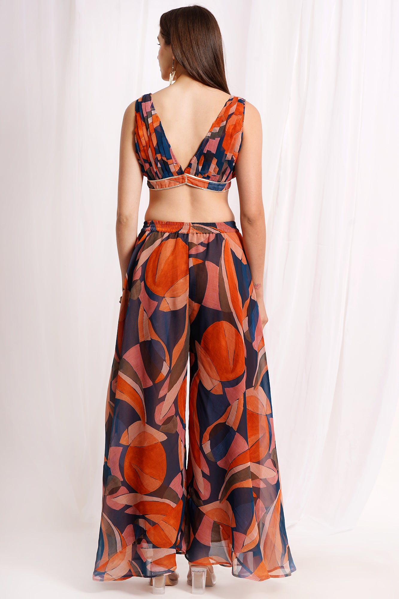 Surreal Citrus Chiffon Printed Three Piece Set