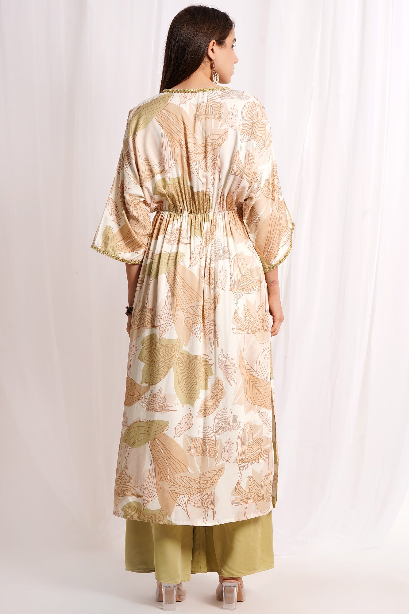 Ivory Whispers Printed Kaftan Kurta Set