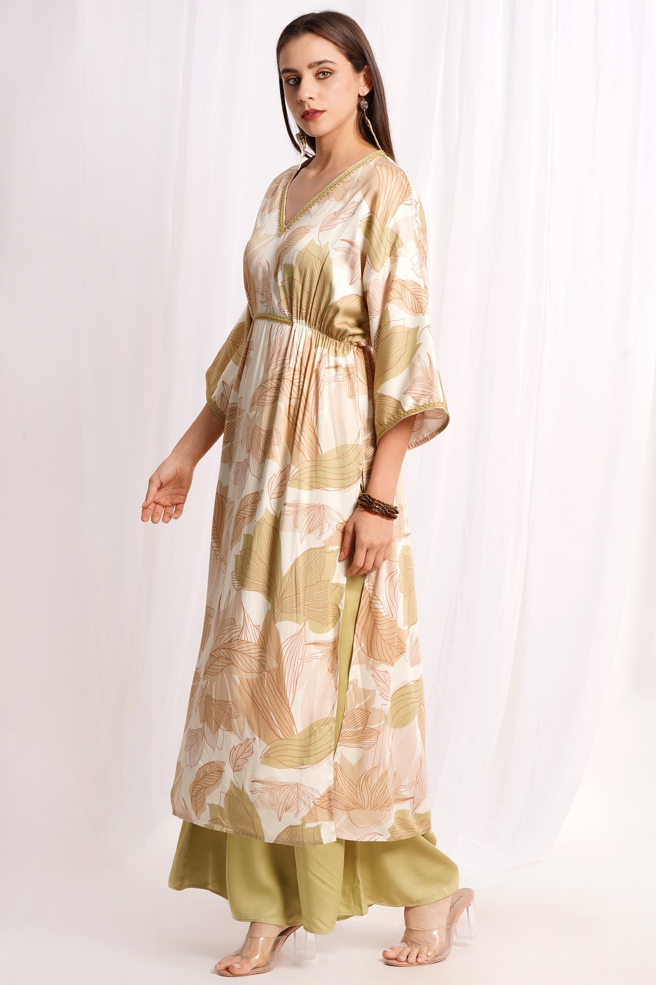 Ivory Whispers Printed Kaftan Kurta Set