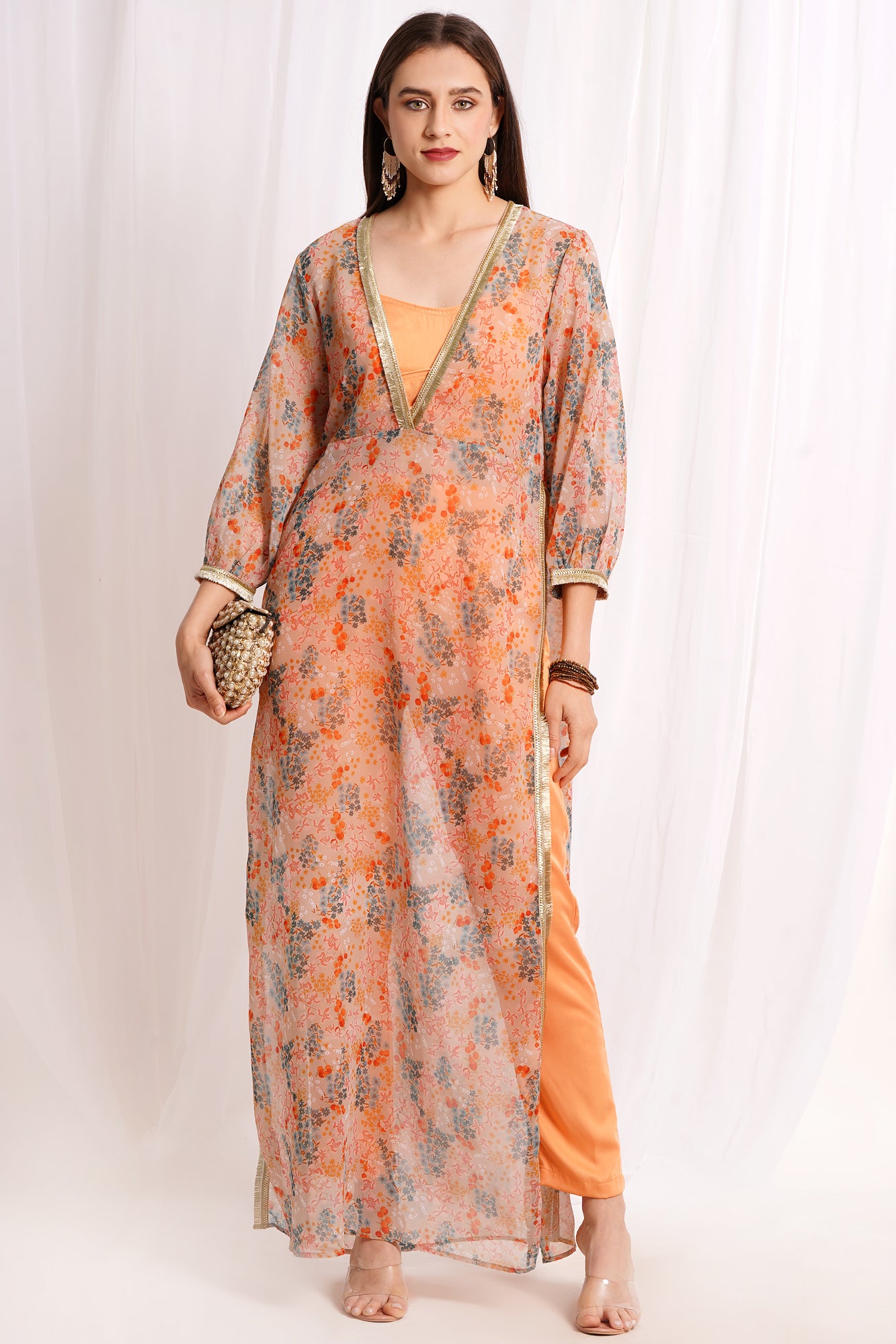 Sage Meadow Printed Chiffon Kurta Set