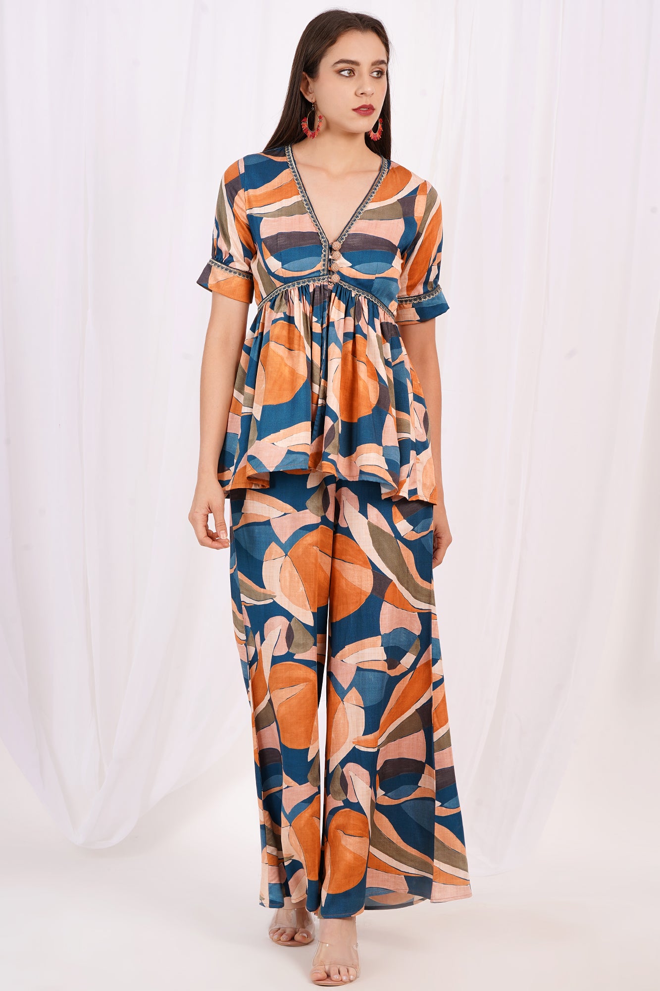 Surreal Citrus Printed Peplum Kurta Set