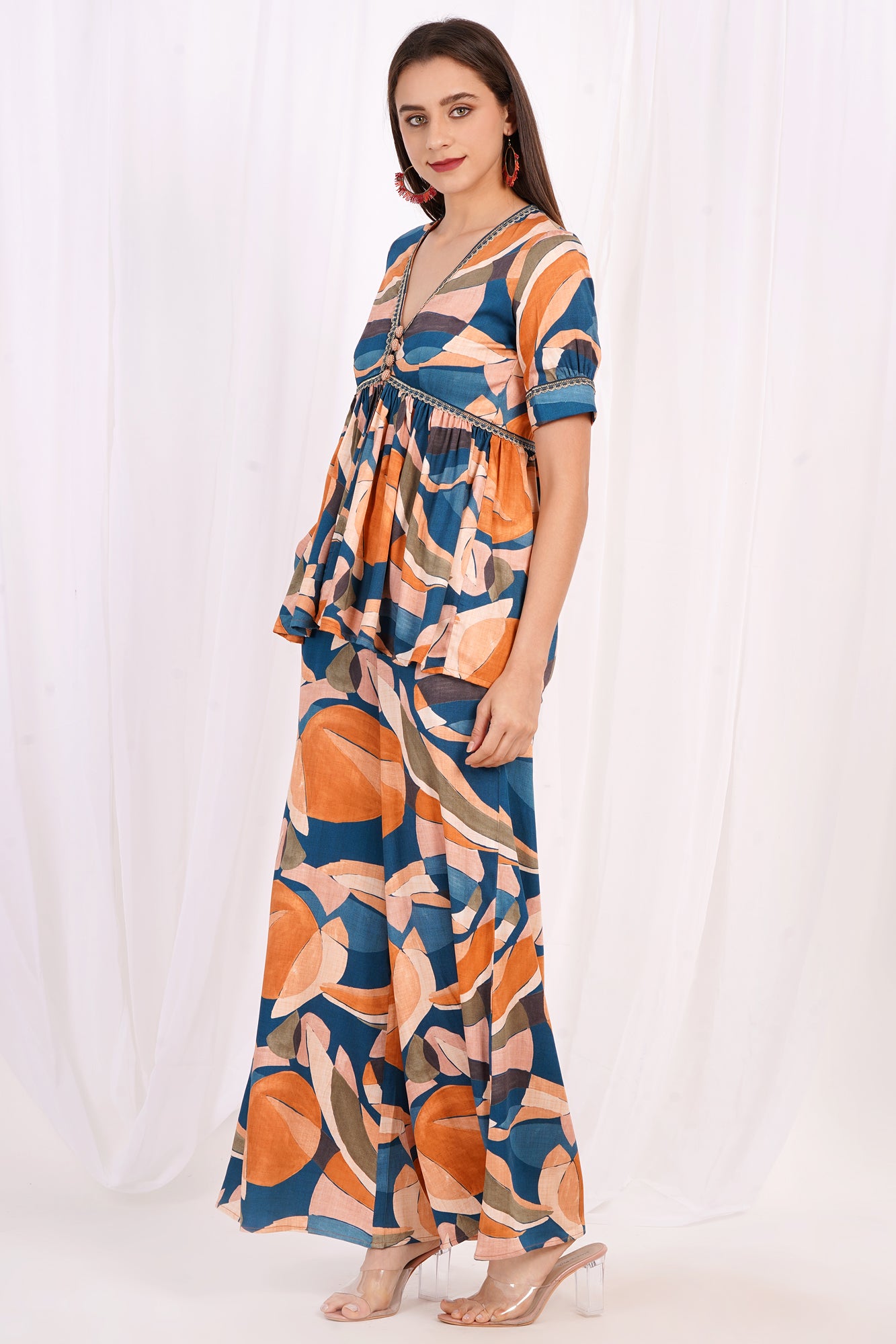 Surreal Citrus Printed Peplum Kurta Set