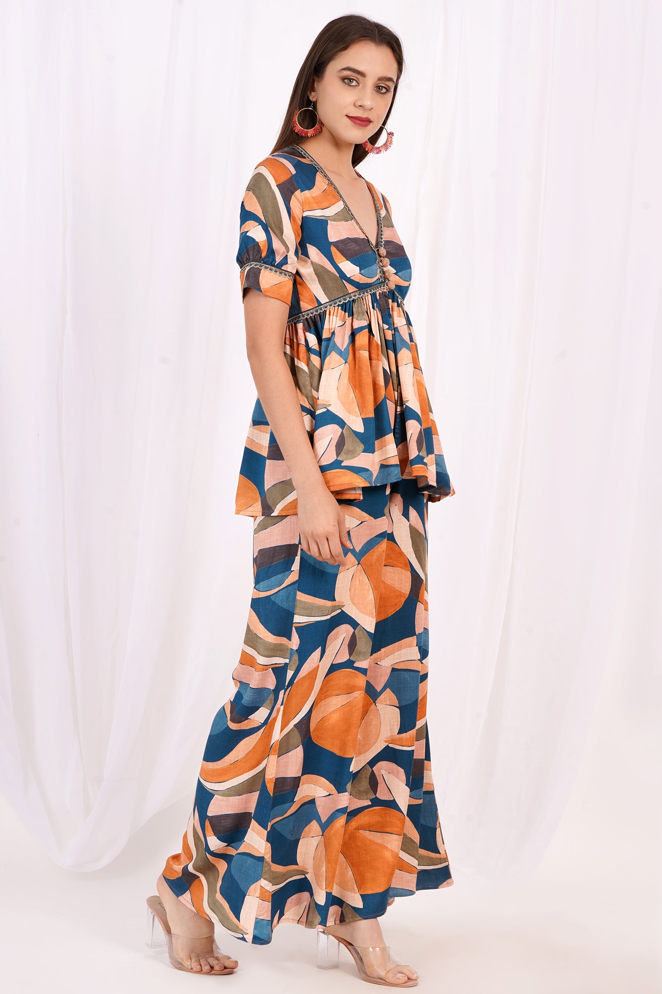 Surreal Citrus Printed Peplum Kurta Set