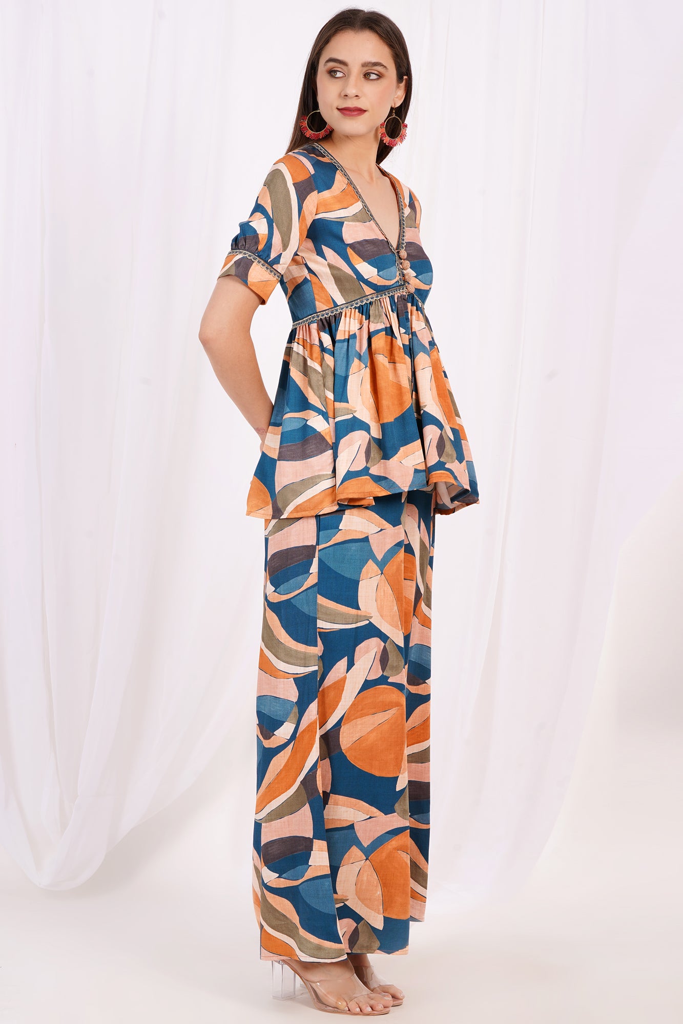 Surreal Citrus Printed Peplum Kurta Set