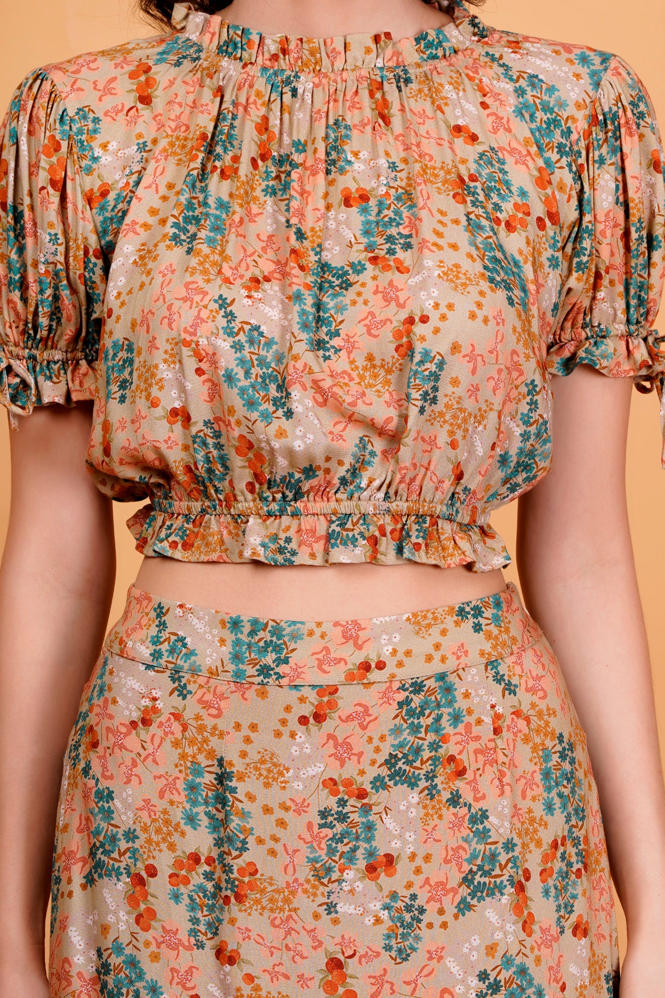 Sage Meadow Floral Printed Skirt Co-Ord Set