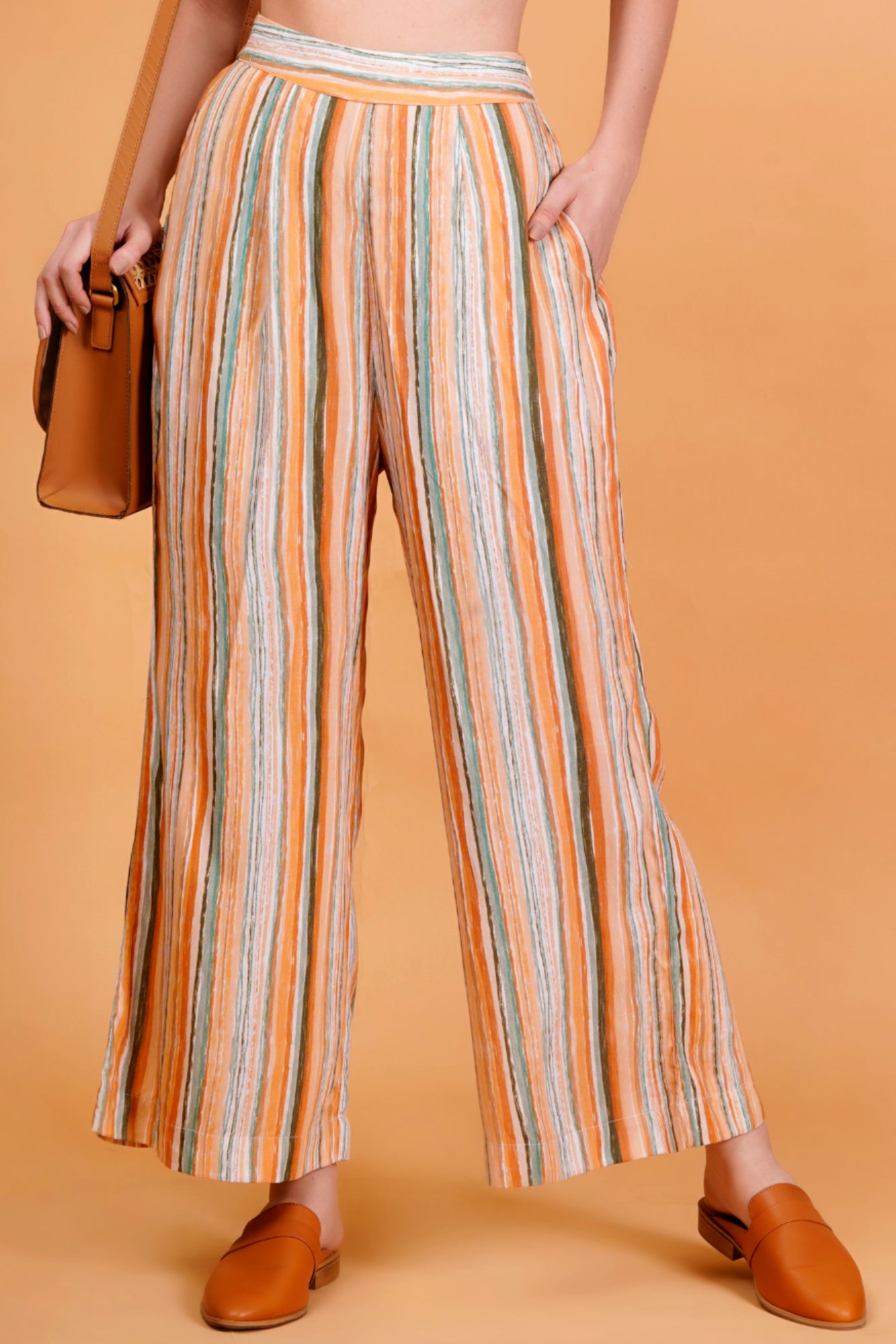 Rustic Streaks Printed Flared Pants