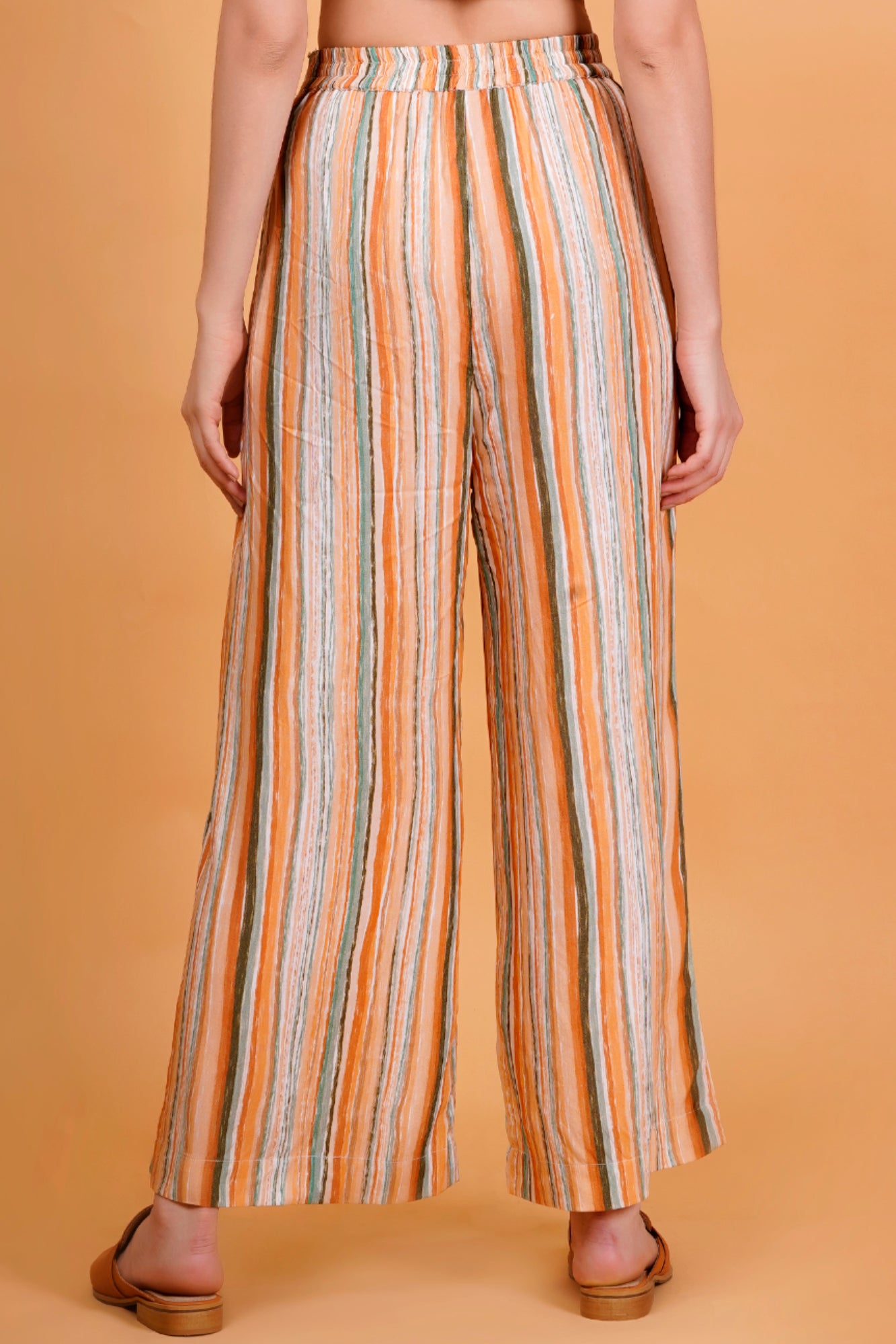 Rustic Streaks Printed Flared Pants