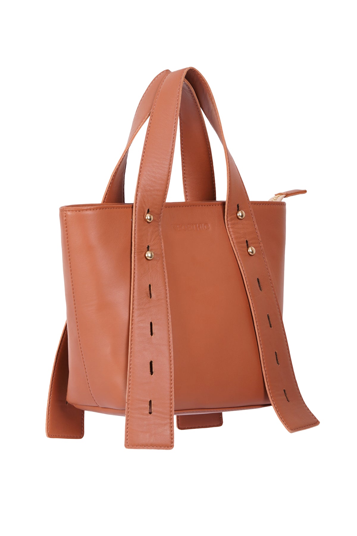 Multi Level 2 in 1 Terracotta Leather Mini Tote Bag