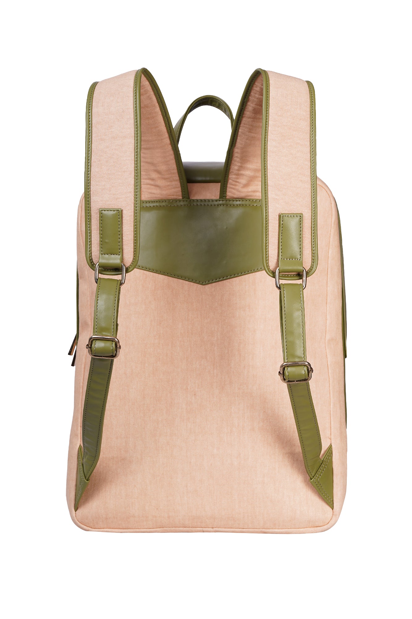 Canvas & Moss Green Vegan Leather Laptop Backpack