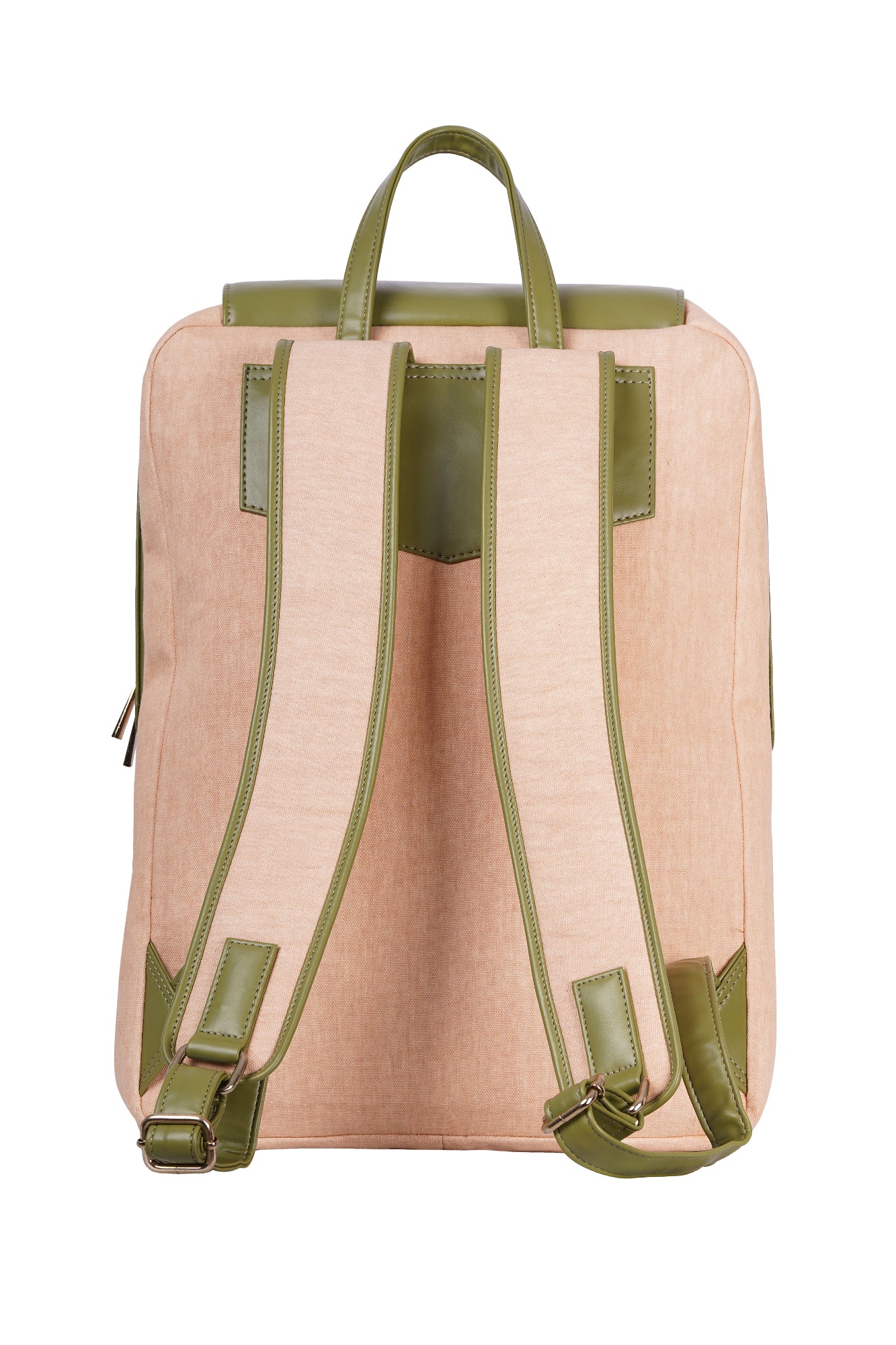 Canvas & Moss Green Vegan Leather Laptop Backpack