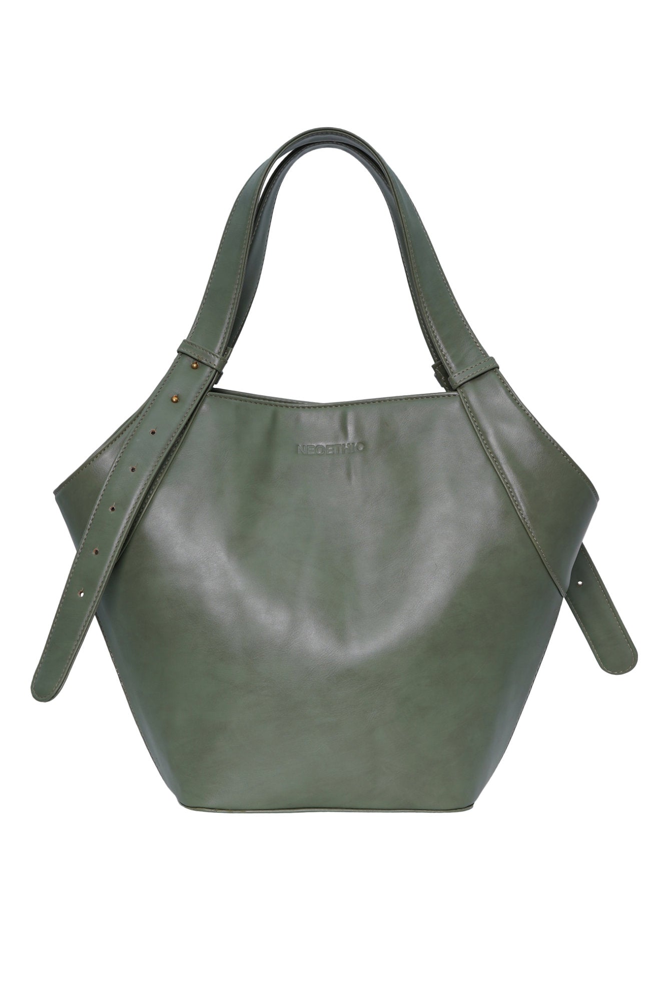 Sage Green Vegan Leather Fan Tote Bag