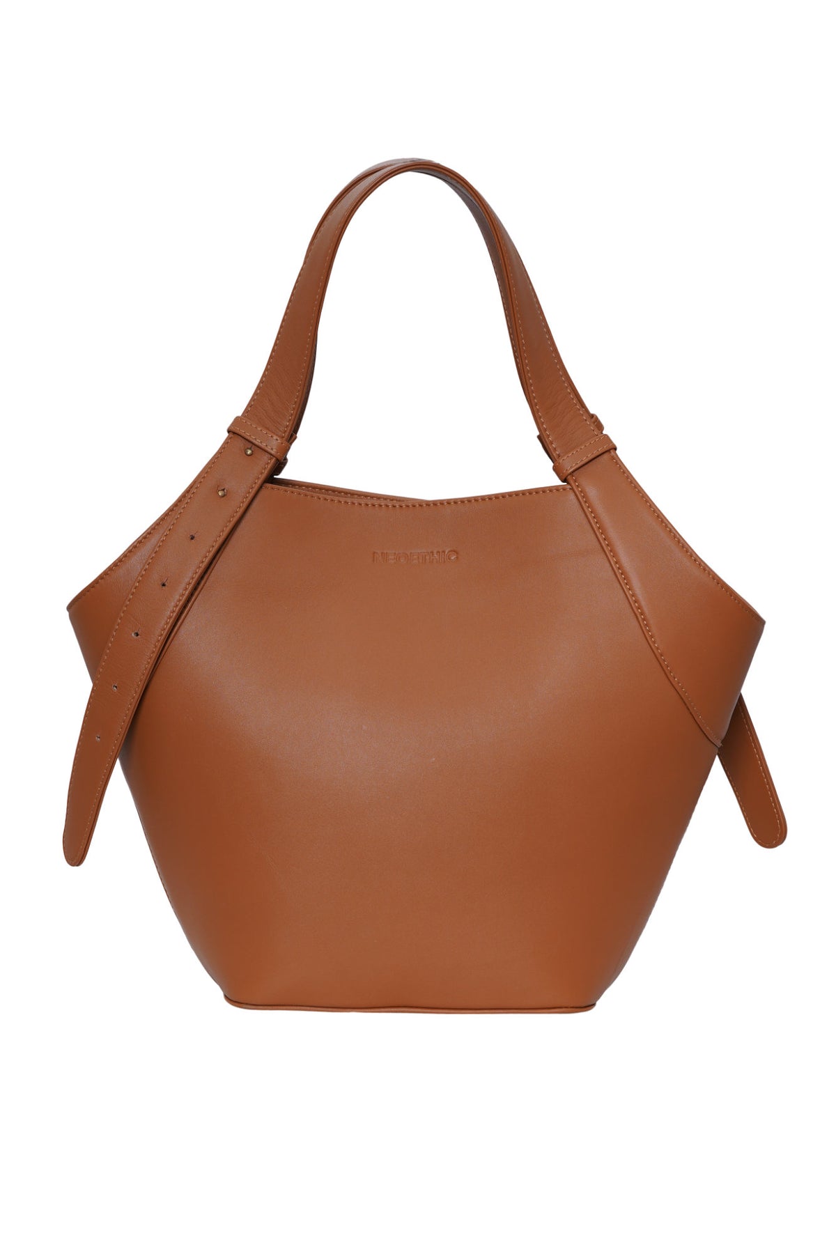 Tan Leather Fan Tote Bag