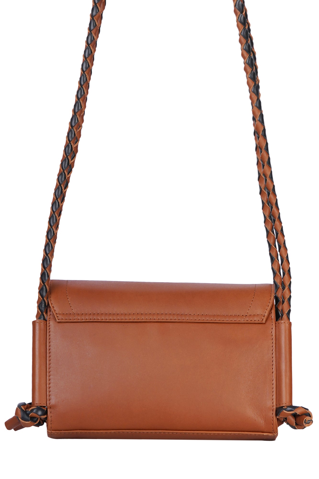 Woven Leather Straps Structured Crossbody Bag