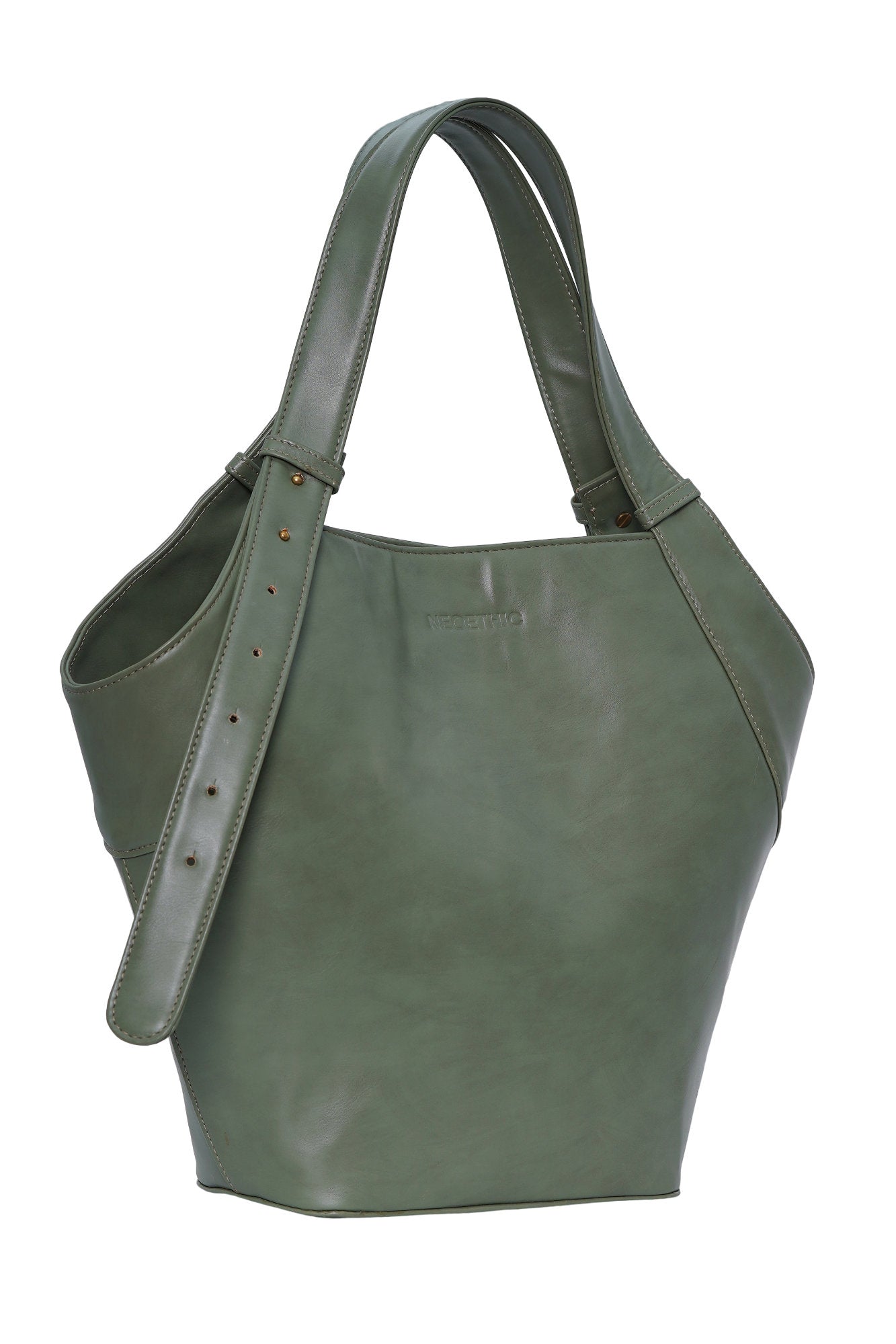 Sage Green Vegan Leather Fan Tote Bag