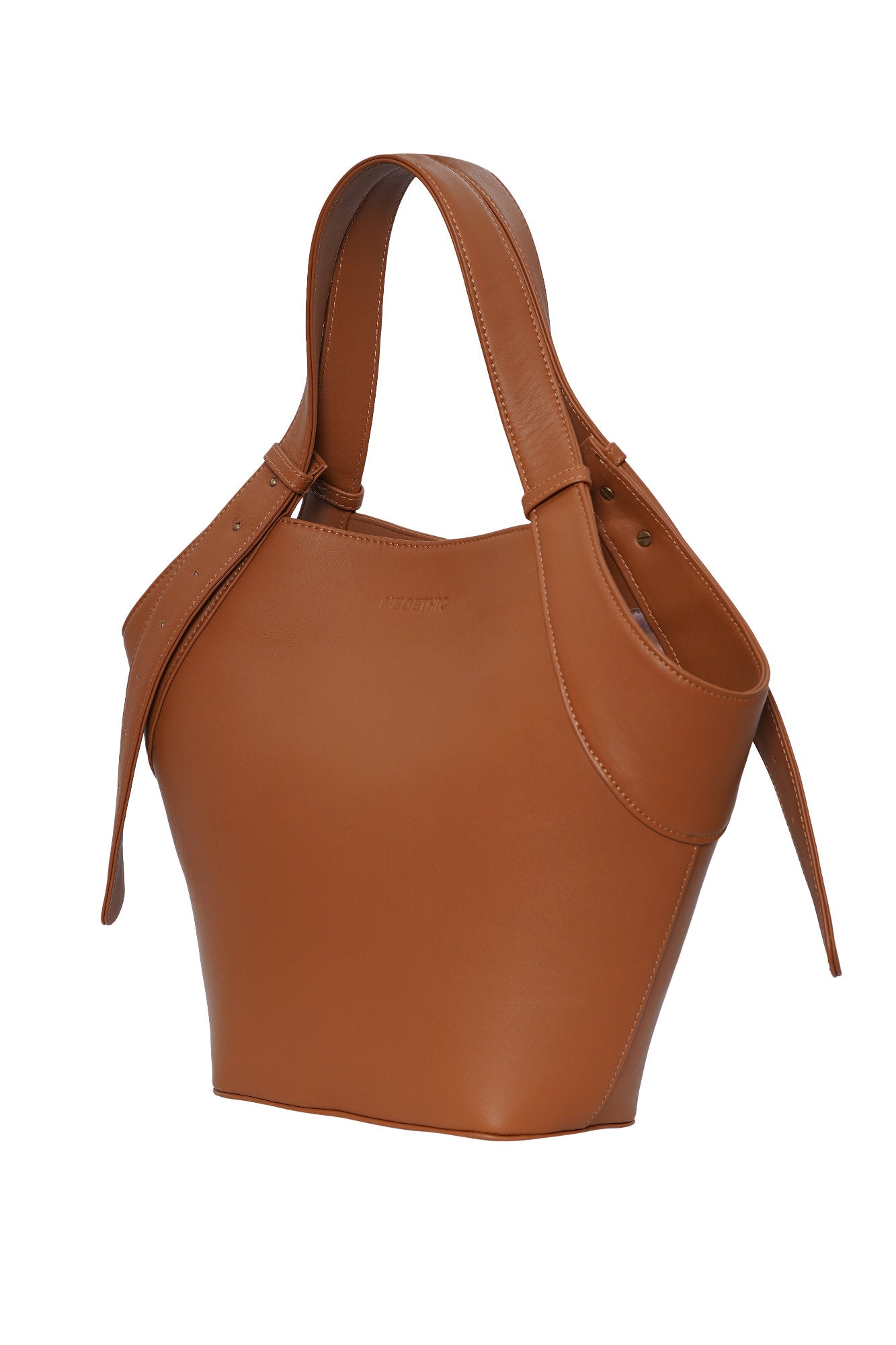 Tan Leather Fan Tote Bag