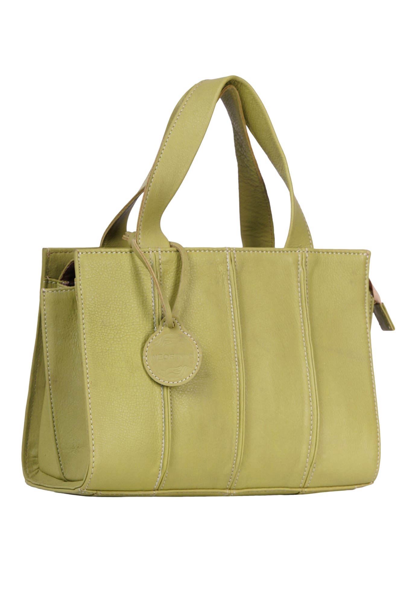 Moss Green Leather Pintucks Mini Tote