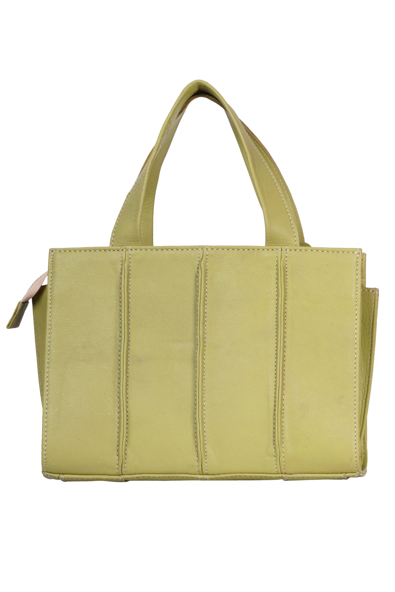 Moss Green Leather Pintucks Mini Tote