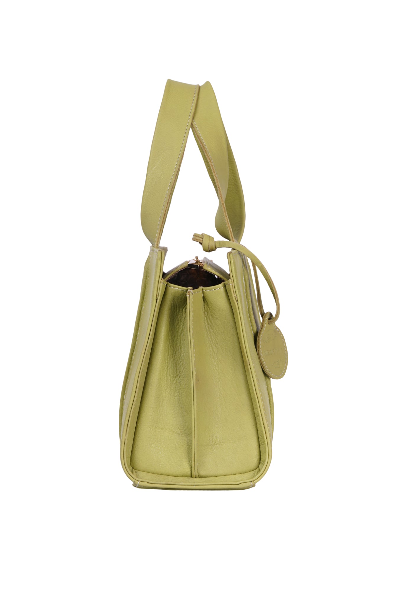 Moss Green Leather Pintucks Mini Tote