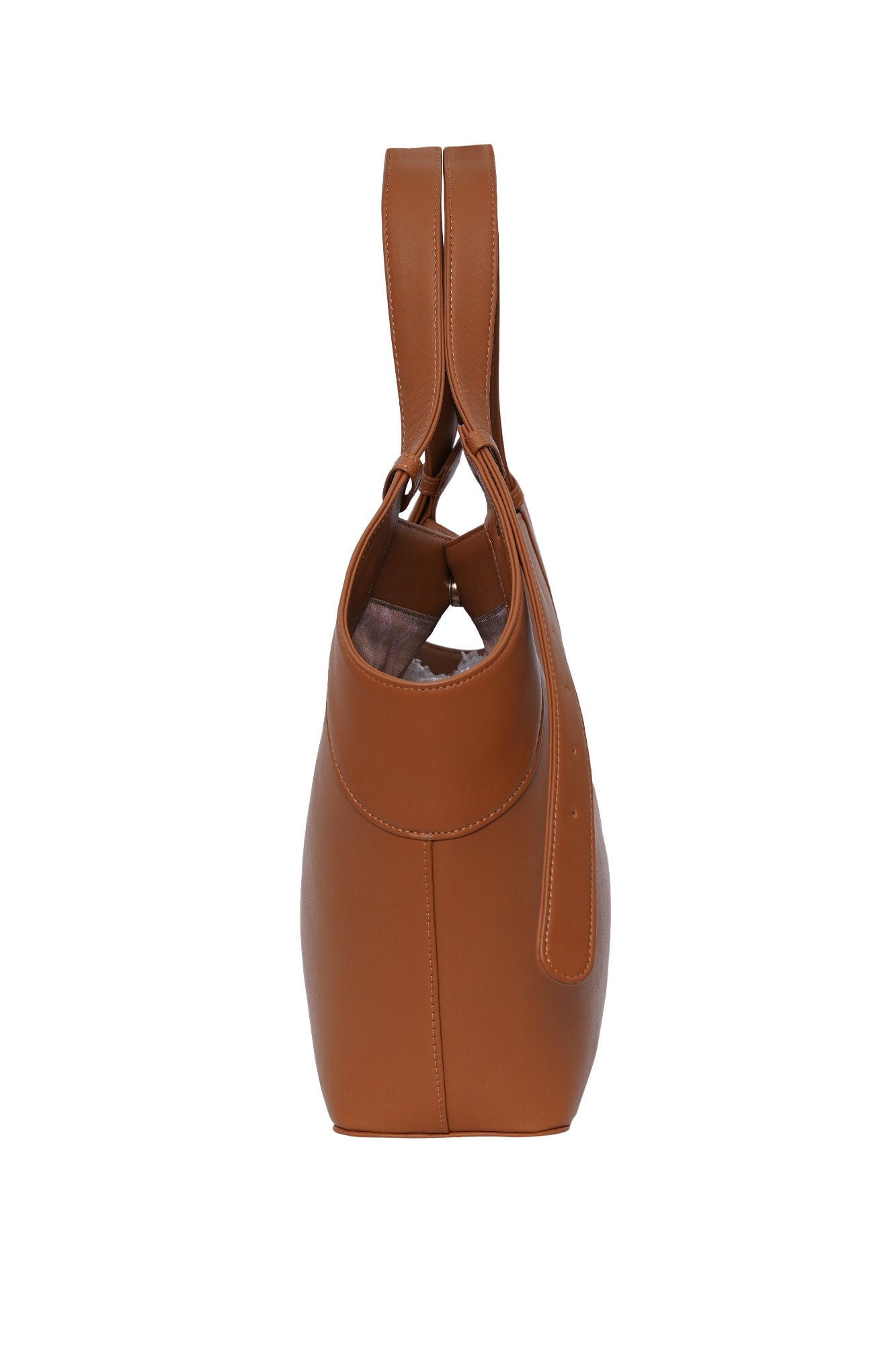 Tan Leather Fan Tote Bag