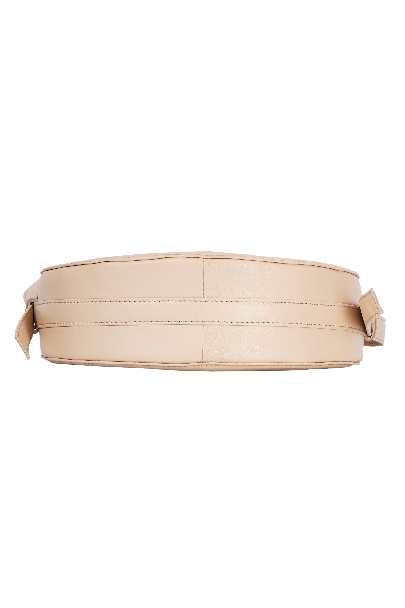 Ivory Cream Crescent Saddle Leather Shoulder Bag