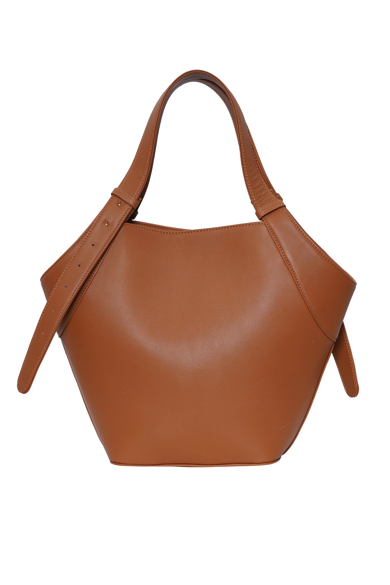 Tan Leather Fan Tote Bag