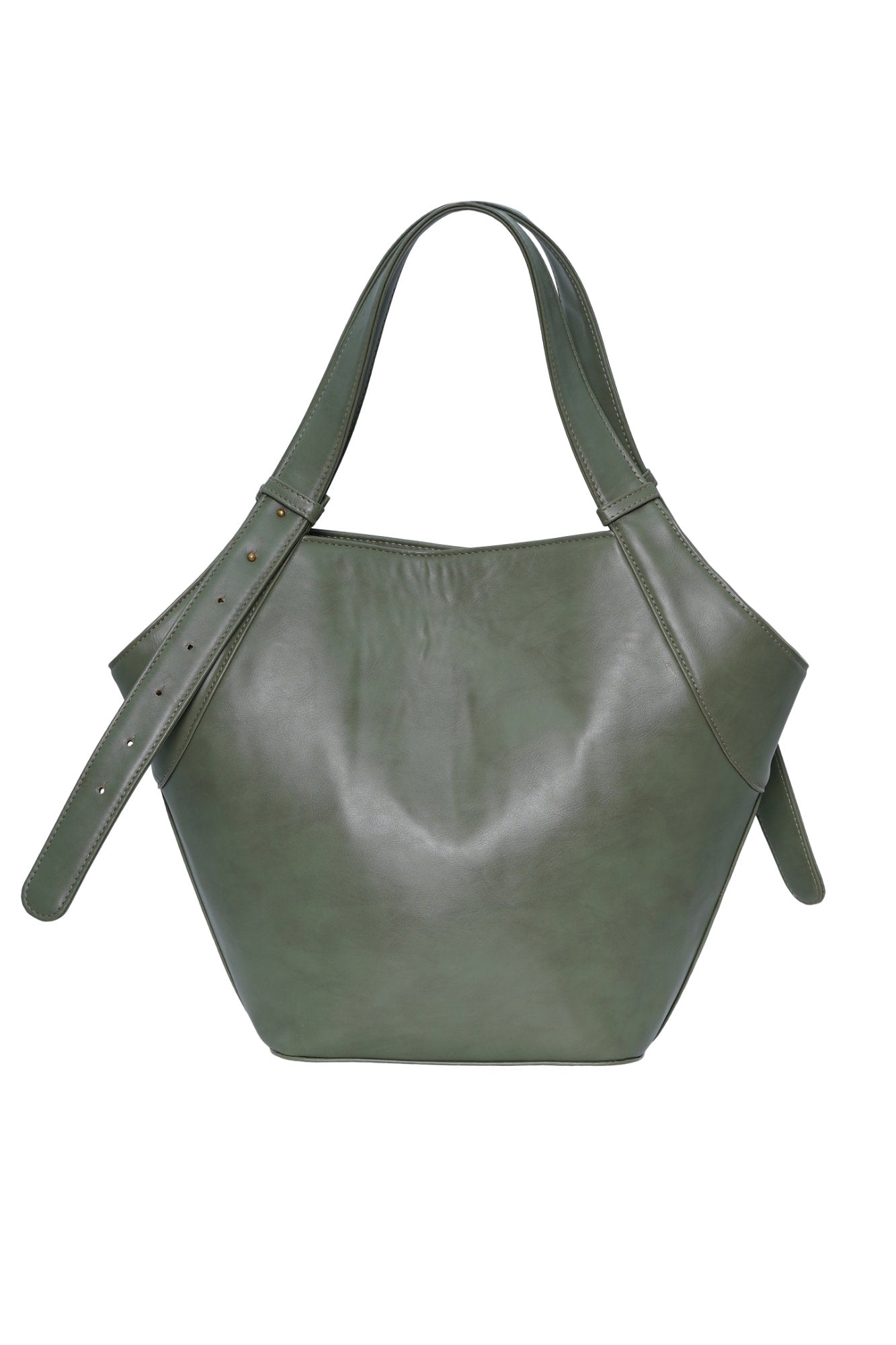 Sage Green Vegan Leather Fan Tote Bag