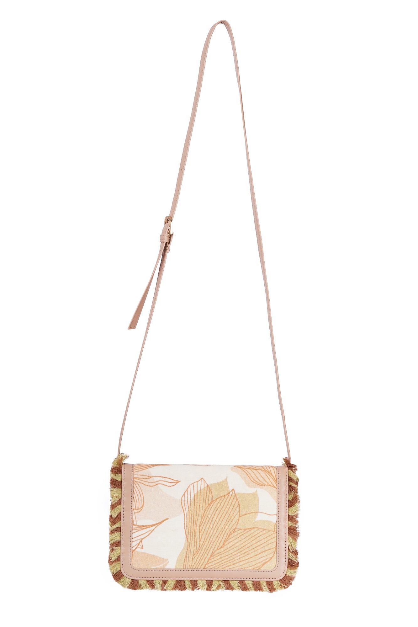 Ivory Whispers Printed Canvas Crossbody Bag