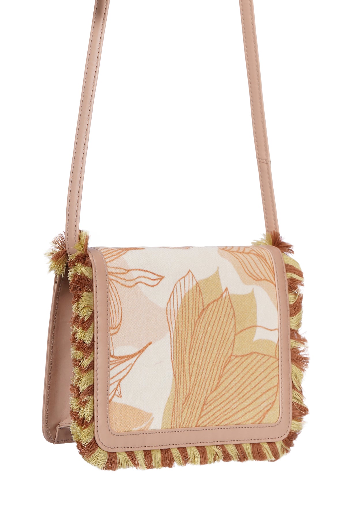 Ivory Whispers Printed Canvas Crossbody Bag