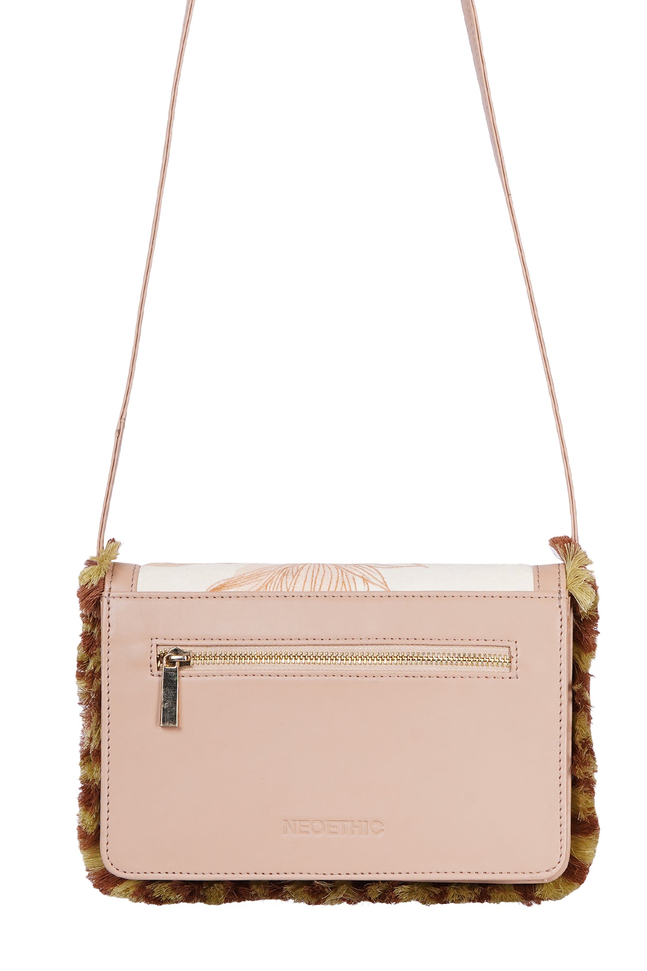 Ivory Whispers Printed Canvas Crossbody Bag