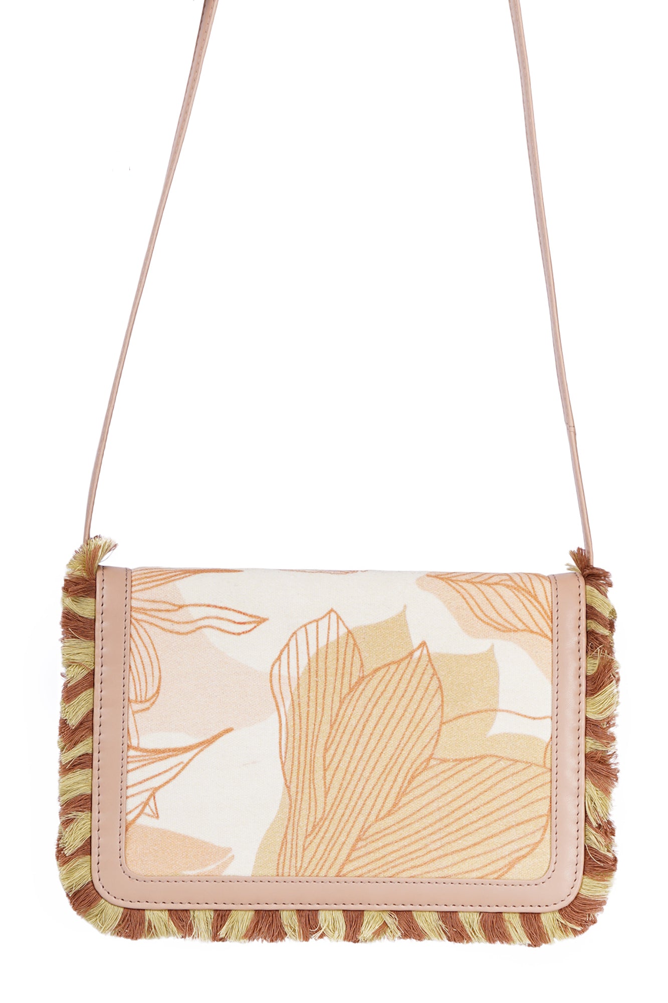 Ivory Whispers Printed Canvas Crossbody Bag