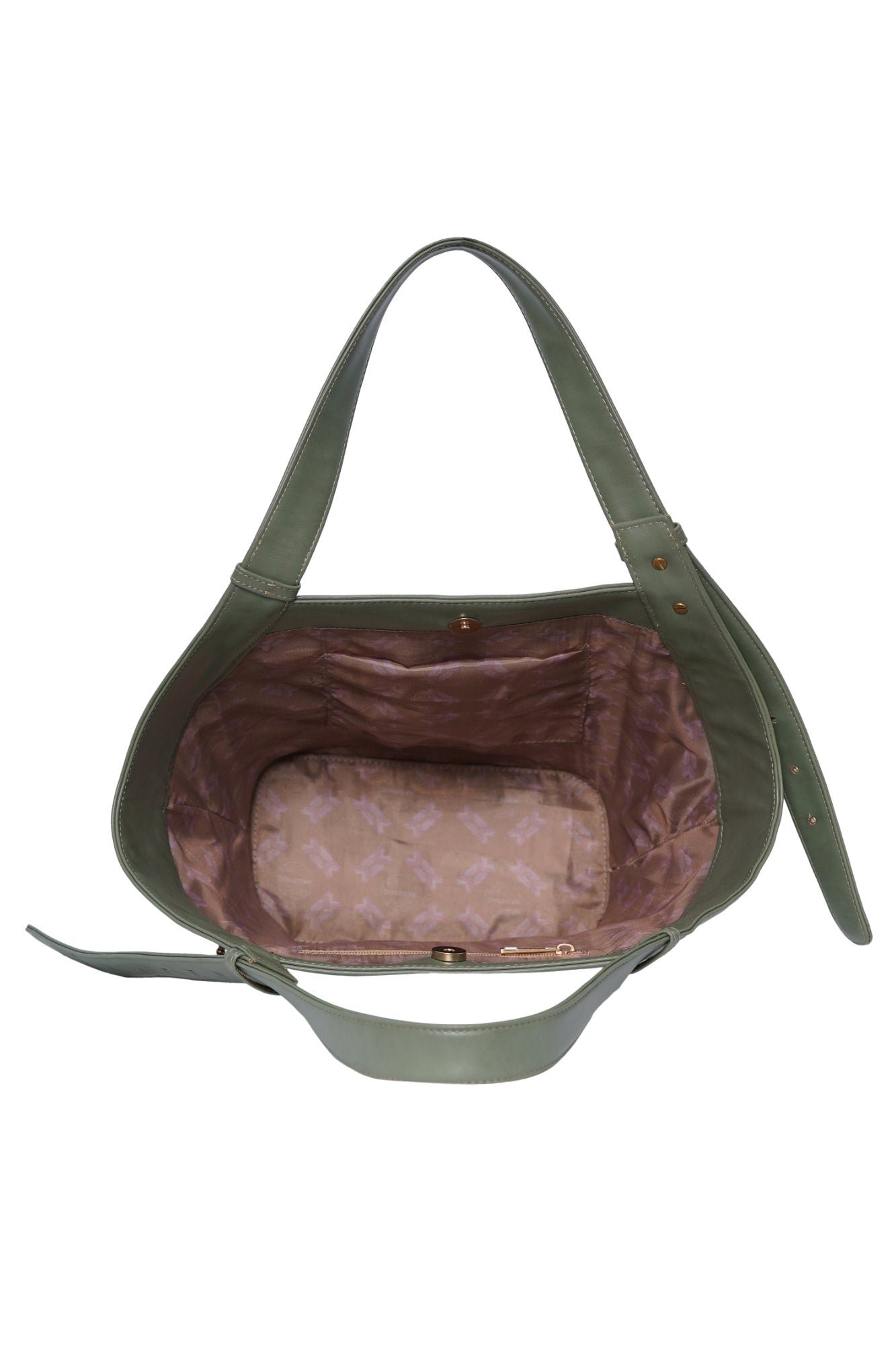 Sage Green Vegan Leather Fan Tote Bag