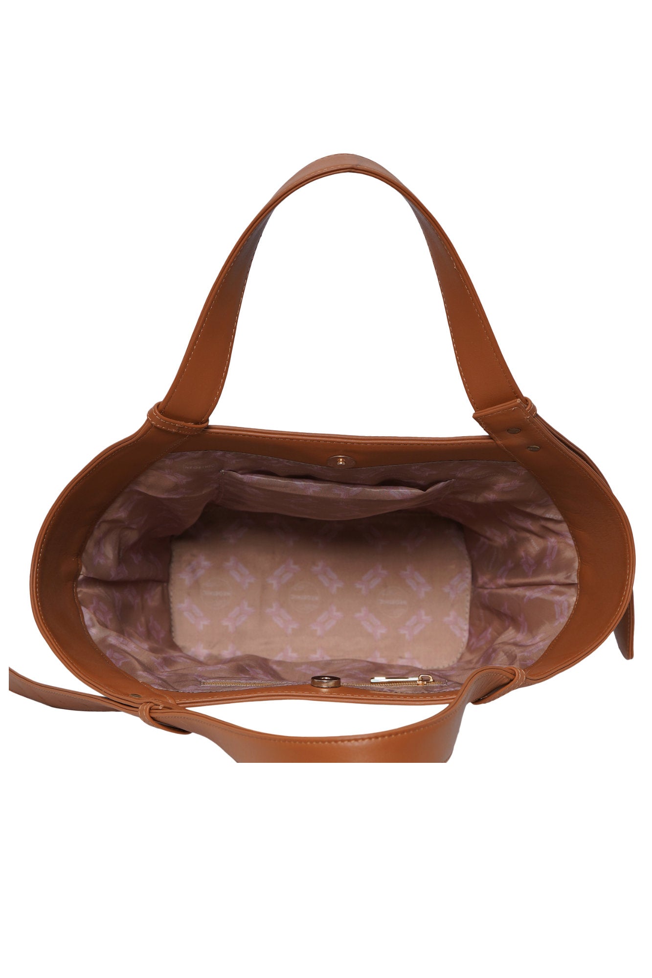 Tan Leather Fan Tote Bag